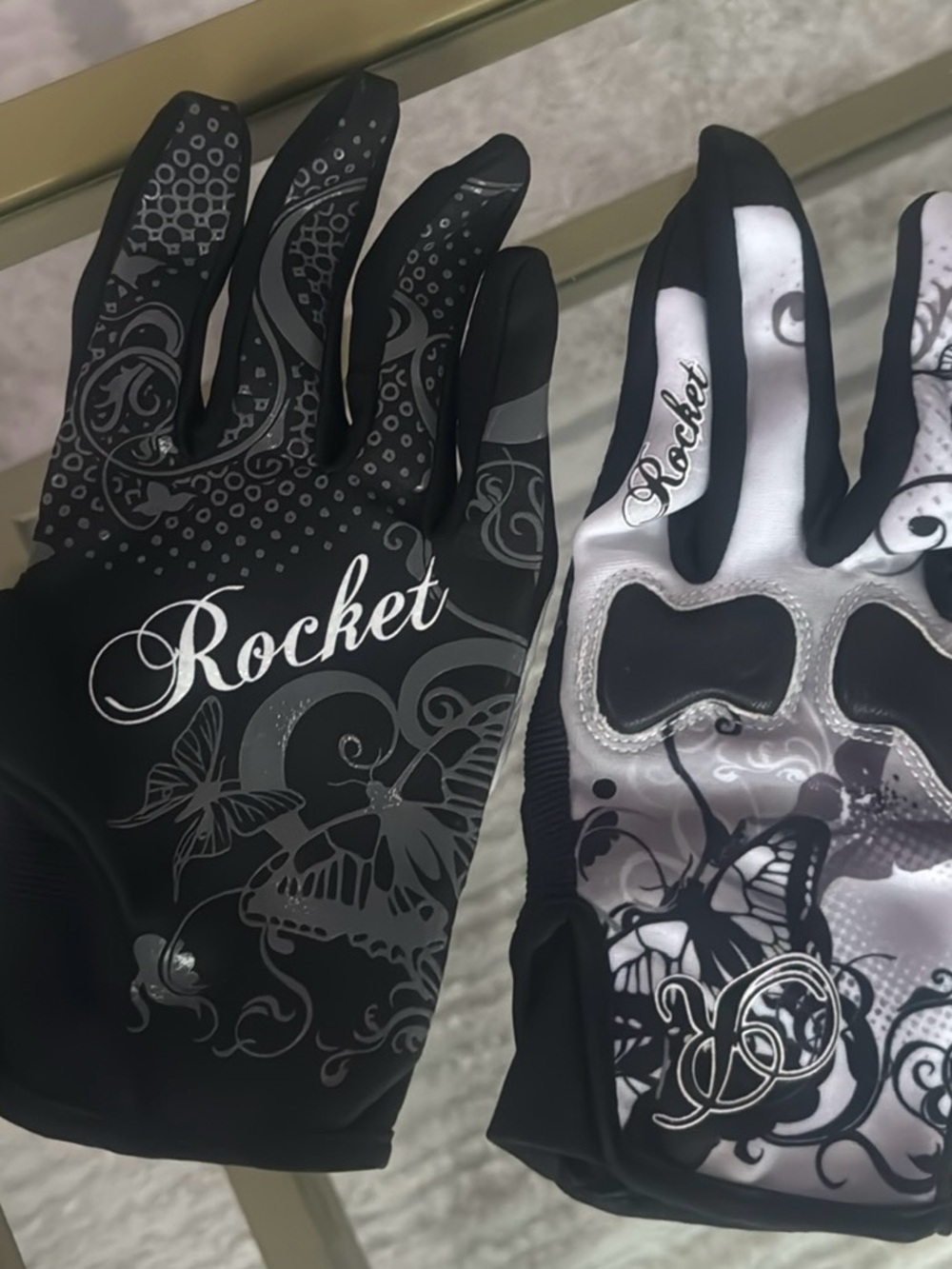 Joe Rocket Black and Silver Butterfly Script Riding Gloves